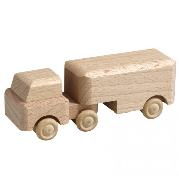 Miniatur LKW Holzspielzeug Auflieger Naturholz