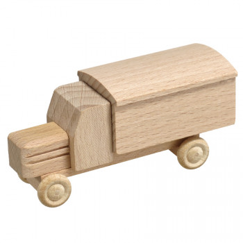 Miniatur LKW mit Haube, Naturholz, Koffer