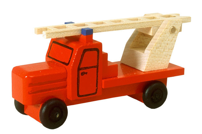 Miniatur Feuerwehr mit Drehleiter nostalgisch Holzspielzeug