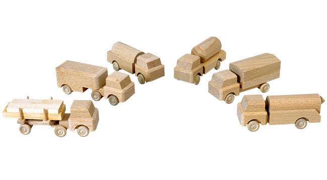 Miniatur LKW Holzspielzeug Set natur